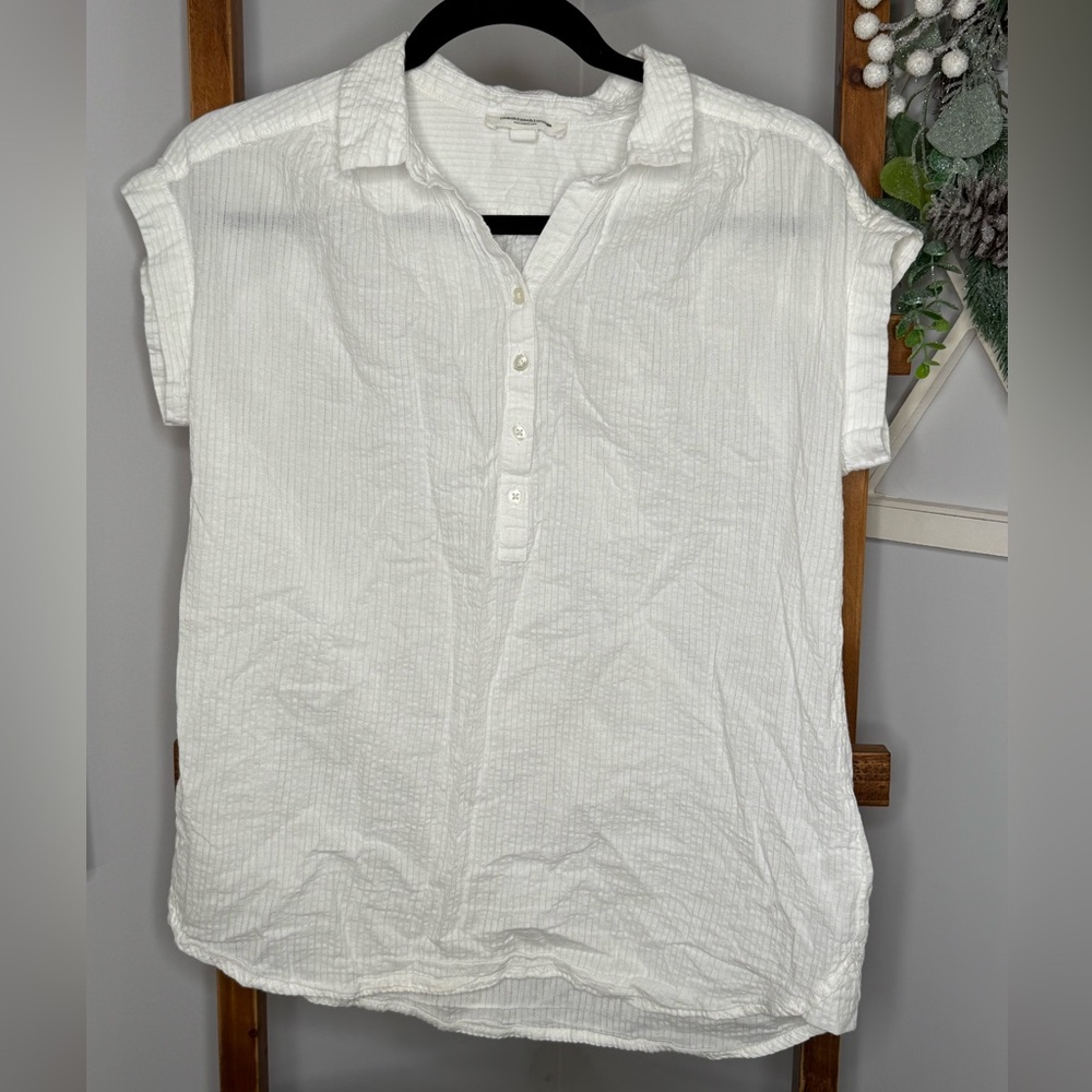 Beachlunchlounge White Short Sleeve Half Button Down